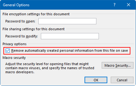 Delete auto-created personal information