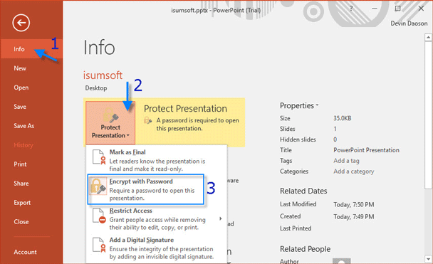 Click Encrypt with Password