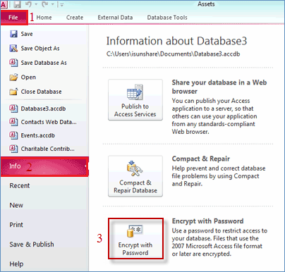 Click file info encrypt with password