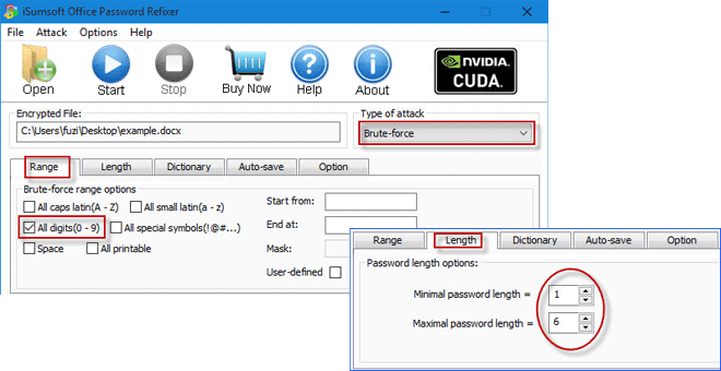 Select attack type and set parameter