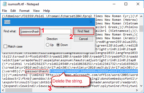 Delete password string