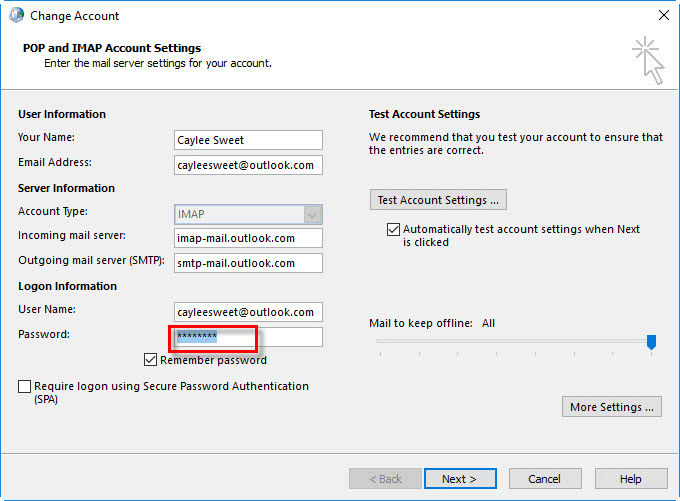 how to see your email account password