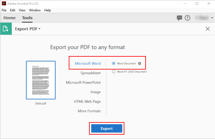 Convert pdf to editable word