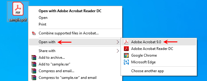 open PDF with Adobe Acrobat