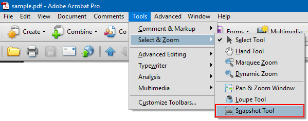 Select snapshot tool