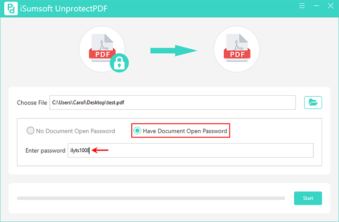 enter document password