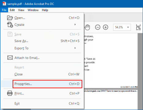 Open PDFs' file properties