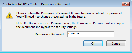 Confirm Permissions Password