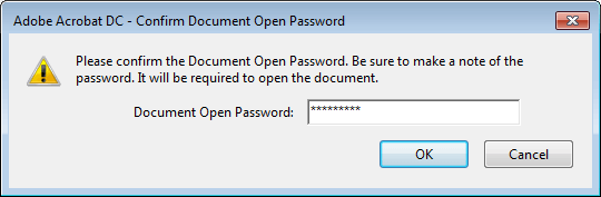 Confirm Document Open Password
