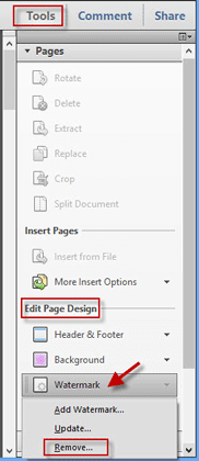 Click Watermark and select Remove