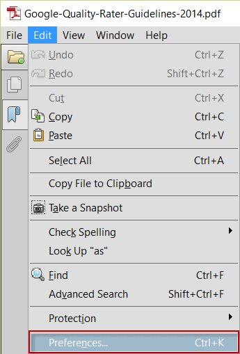 click edit then select preference