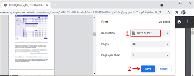 select Save As PDF and click Save