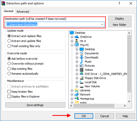 Unpack RAR file with WinRAR