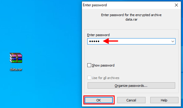 enter RAR password