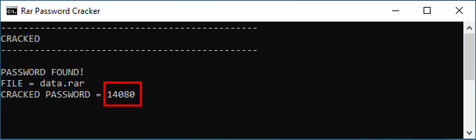 RAR password found
