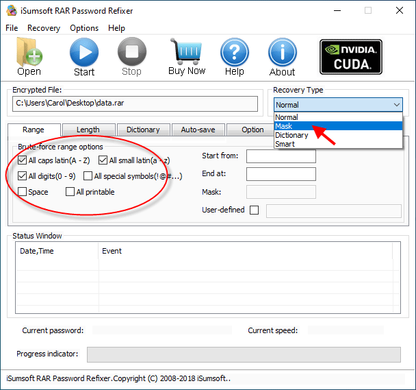 select recovery type