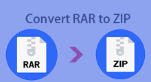 Convert rar to zip