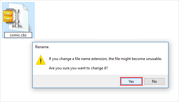 Change ZIP file extension as CBZ