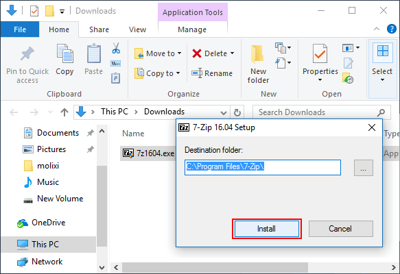 Make a password protected zip file