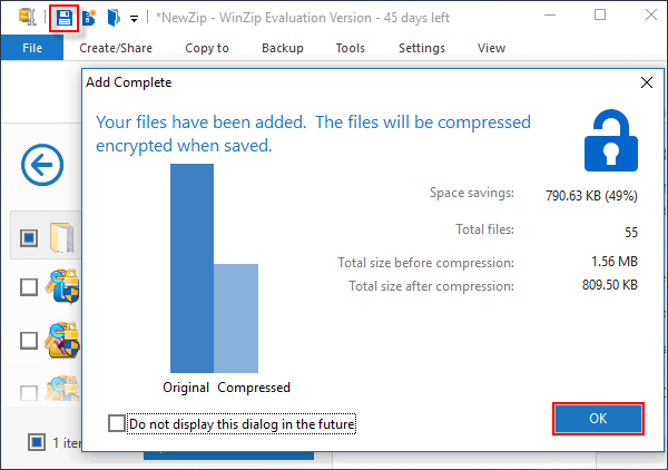 Save encrypted zip file