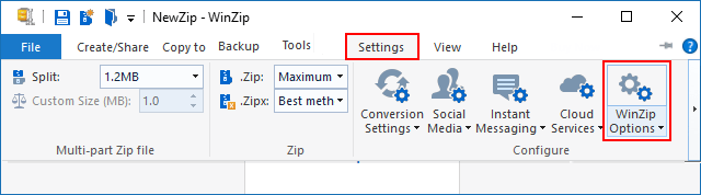 WinZip Options