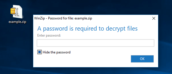 Enter password to open zip file