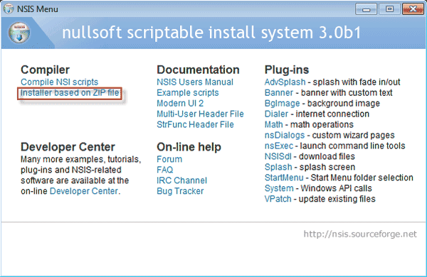 Click the Installer based on ZIP file