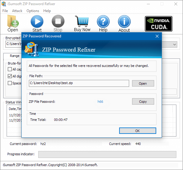 Open zip file with recoveredpassword