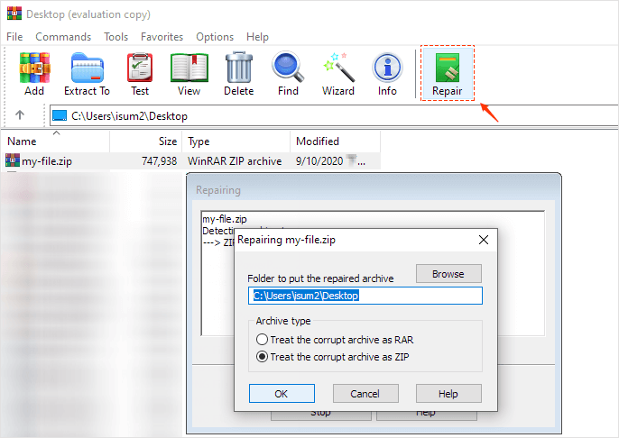 Repair corrupted/damaged RAR/ZIP file