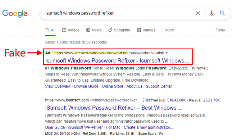 iSumsoft Windows Password Refixer ad