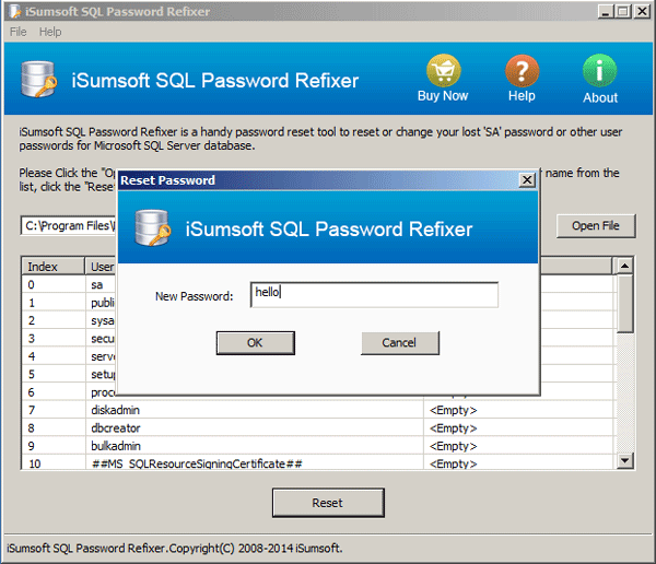 Type a new password for sa account