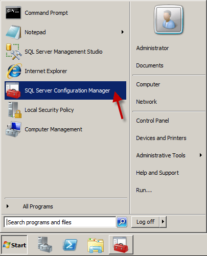 Open SQL Server Configuration Manager