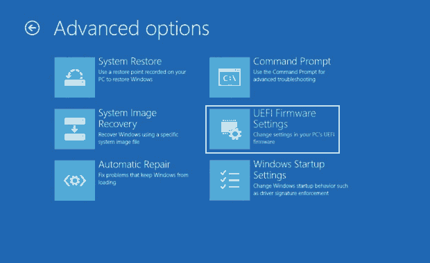 Surface UEFI settings