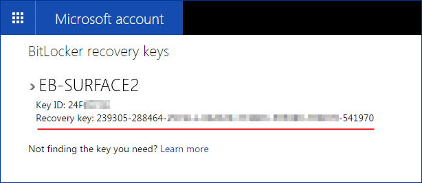 Find Surface BitLocker recovery key