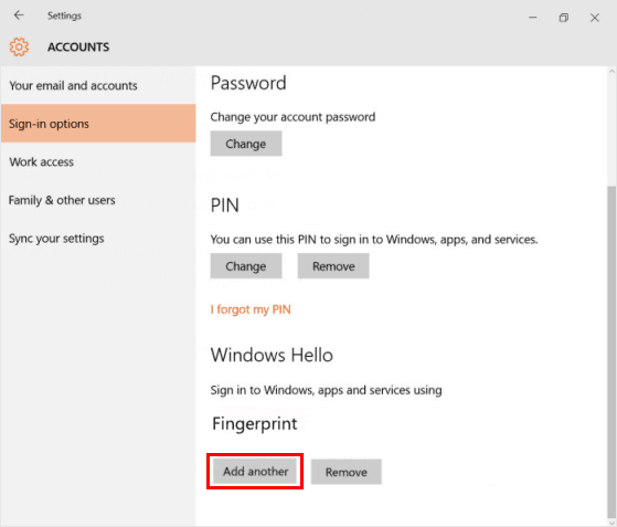 Set up Suface fingerprint ID