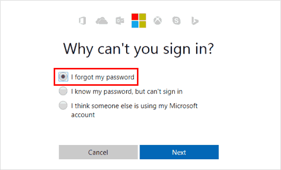 Forgot Microsoft account