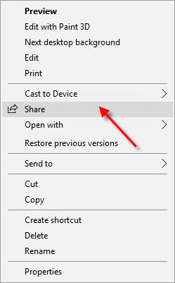 Share from context menu