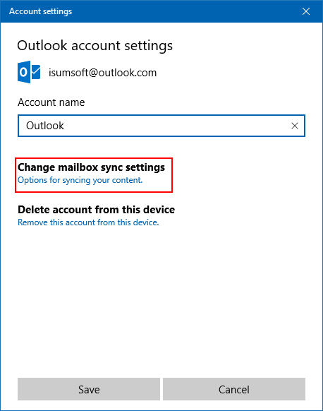 Change mailbox sync settings