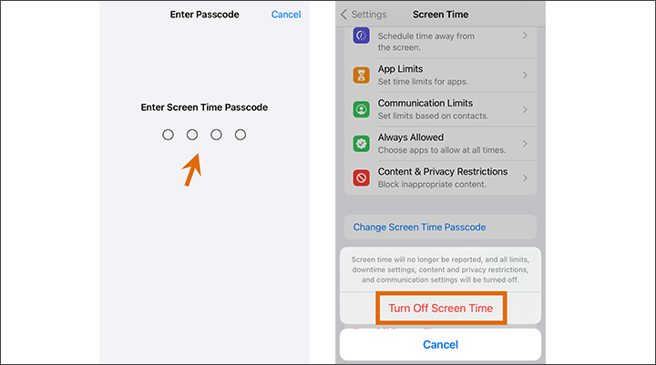 enter Screen Time Passcode