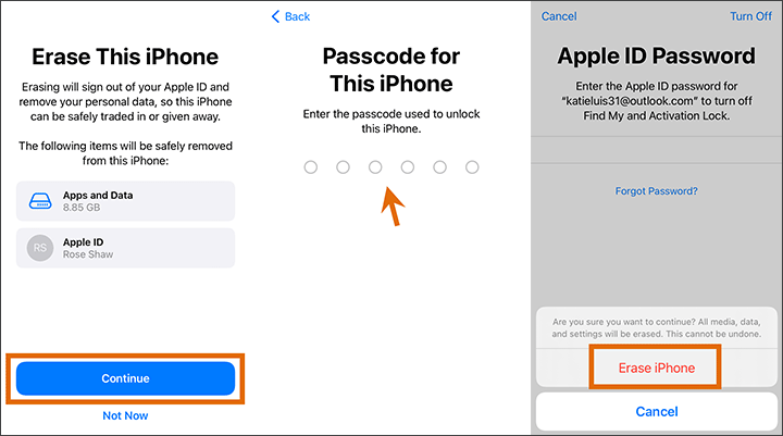 tap Erase iPhone