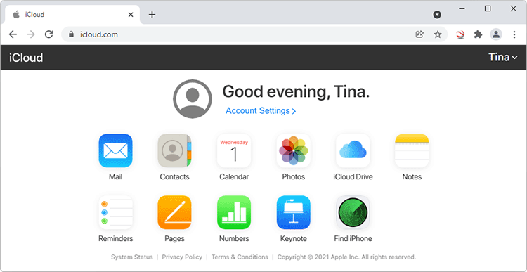 log in to check iCloud backup
