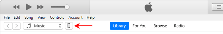 click phone icon in iTunes