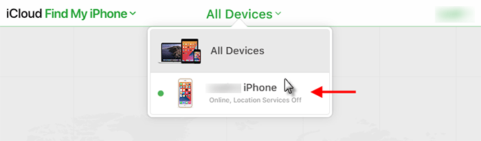 select the iCloud locked iPhone