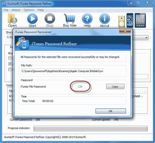Copy iPhone backup password