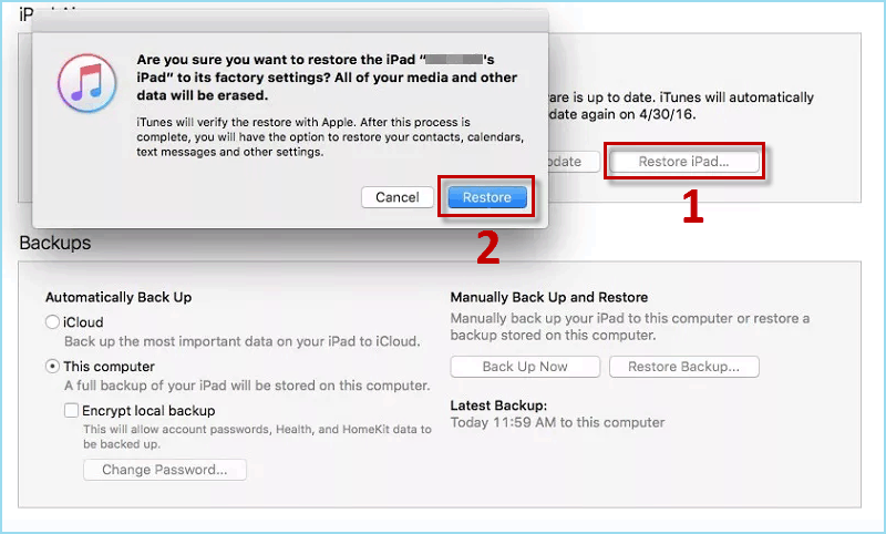 unlock iPad without Computerand passcode with iTunes]