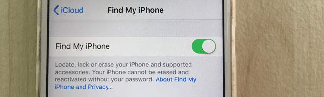 turn on Find My iPhone