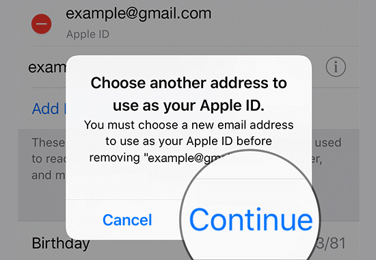 Change Apple ID to use a new account