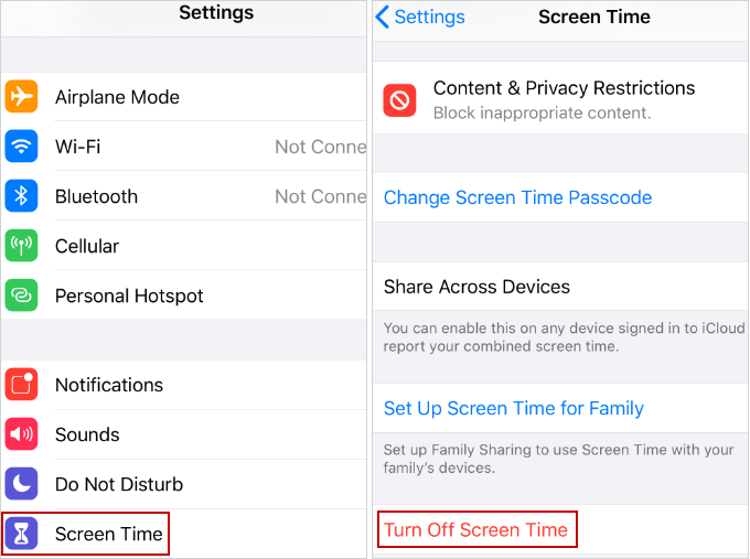 tap Screen Time