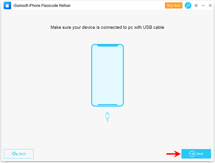 connect the iPhone and click Next