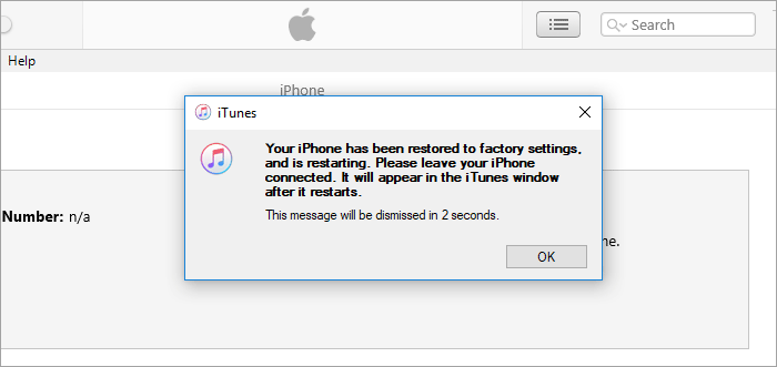 iPhone has been restored to factory settings